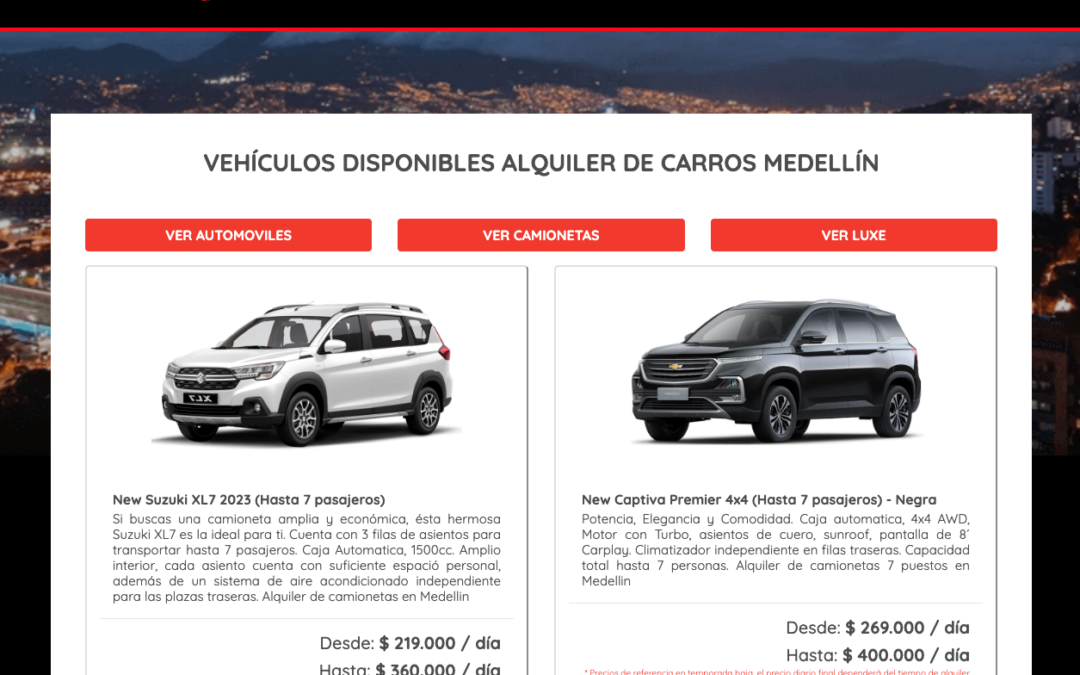 Lanzamiento de la Página web de rent a car en Medellín | rentacarmedellin.co